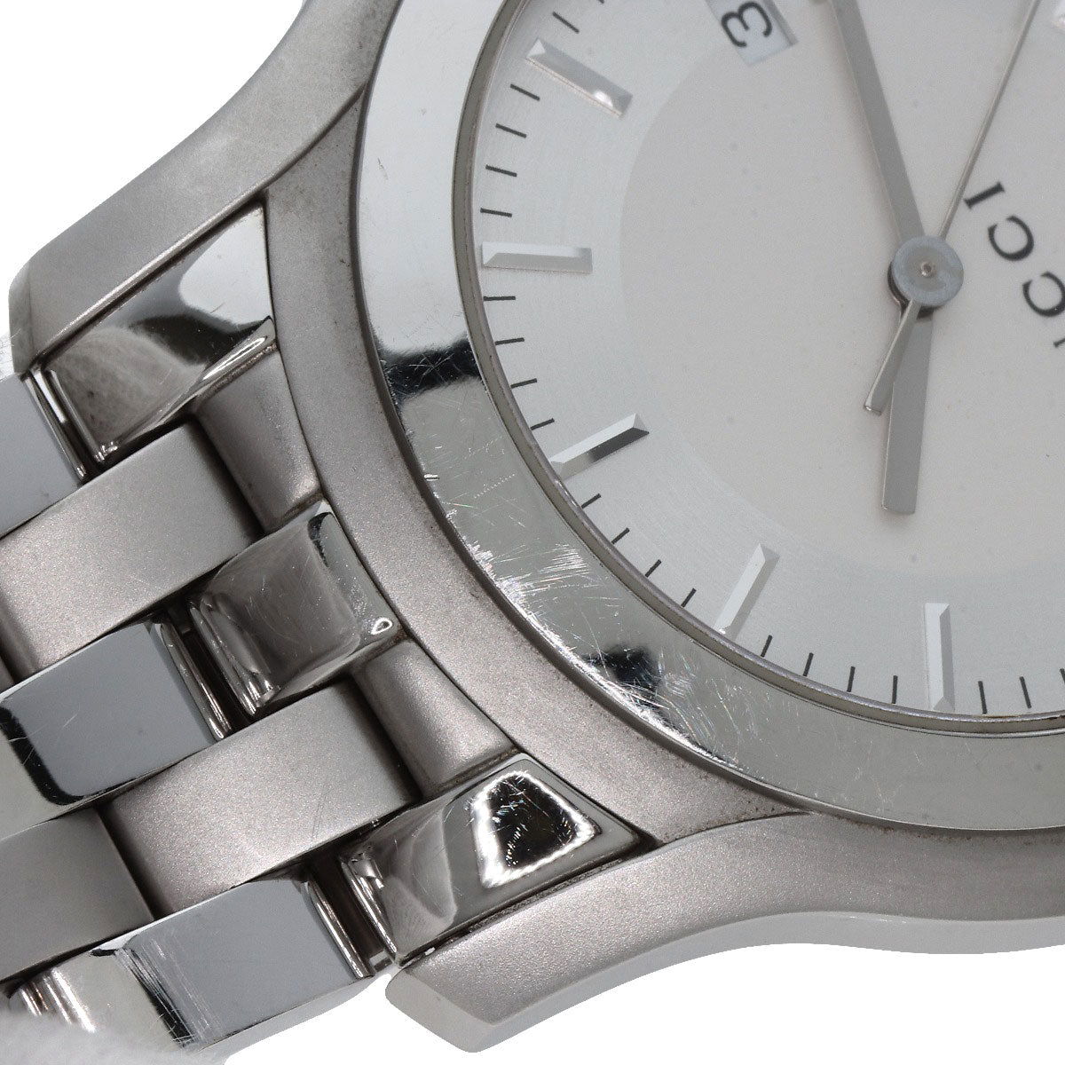 GUCCI Watches Quartz 5500XL Stainless Steel , Stainless Steel Silver Round face Silver dial mens  d
