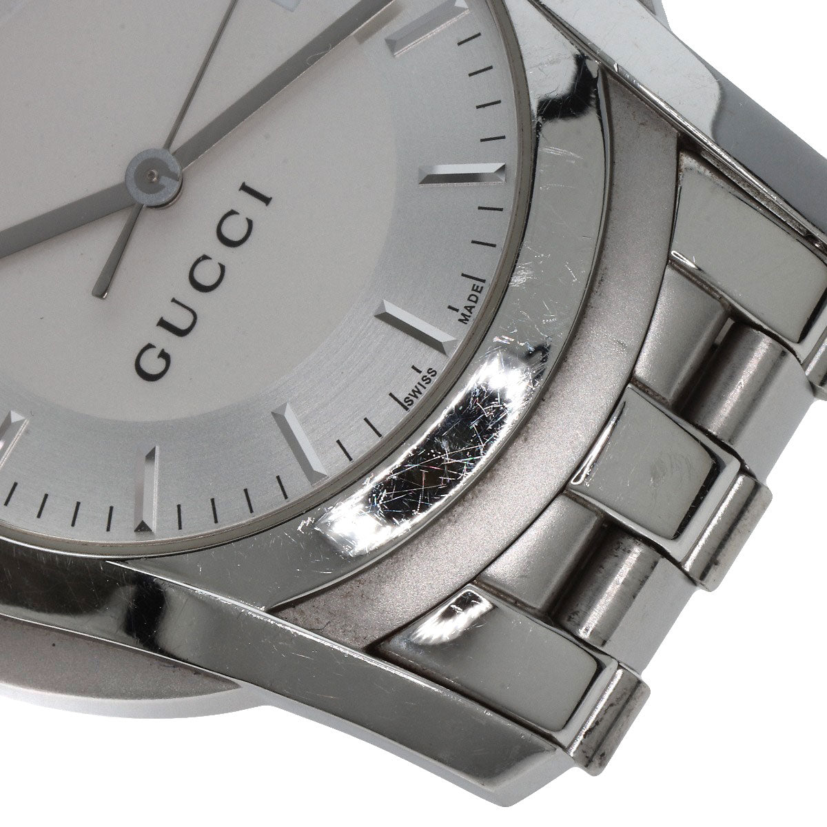 GUCCI Watches Quartz 5500XL Stainless Steel , Stainless Steel Silver Round face Silver dial mens  d