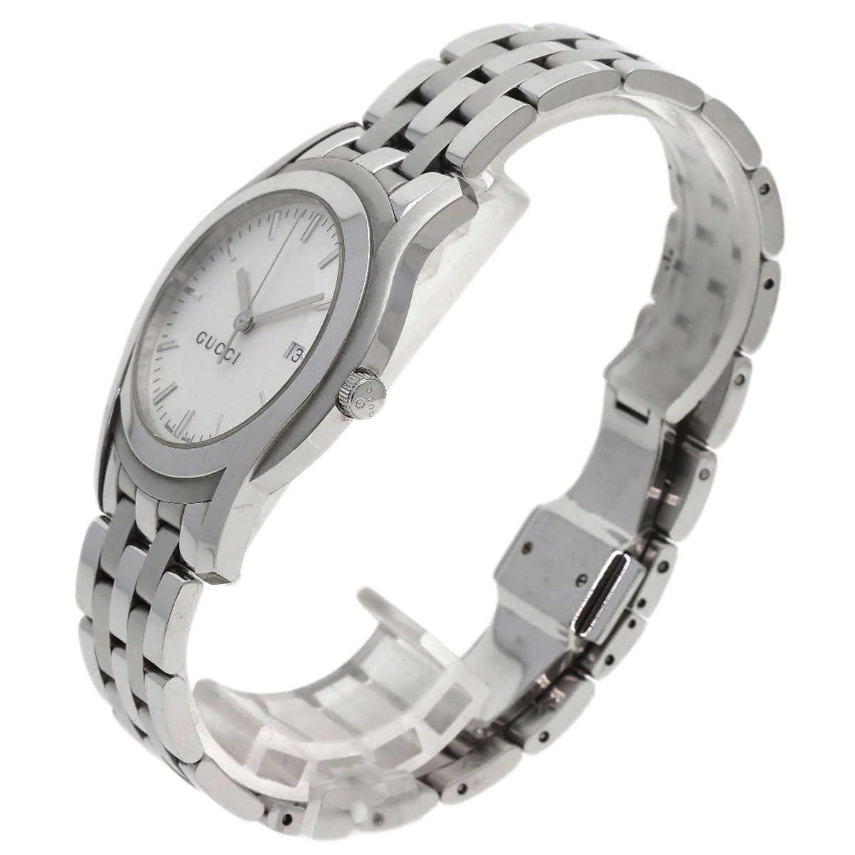 GUCCI Watches Quartz 5500XL Stainless Steel , Stainless Steel Silver Round face Silver dial mens  d
