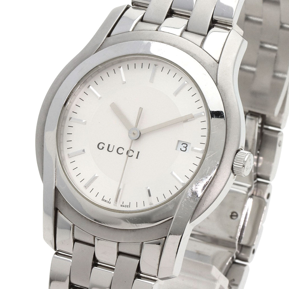 GUCCI Watches Quartz 5500XL Stainless Steel , Stainless Steel Silver Round face Silver dial mens  d