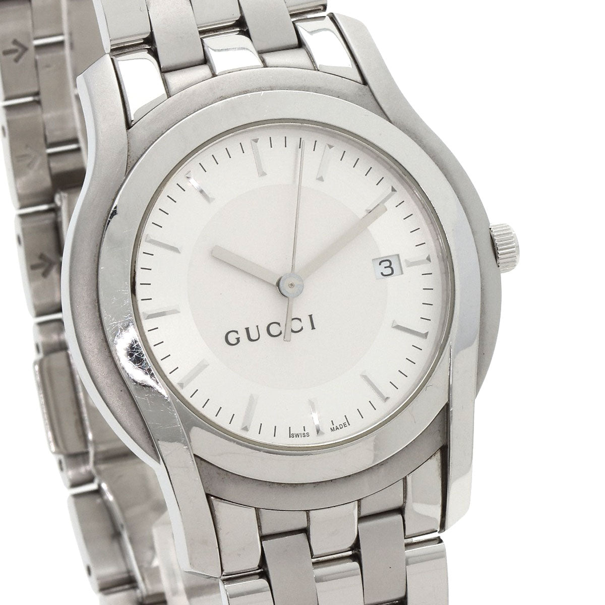 GUCCI Watches Quartz 5500XL Stainless Steel , Stainless Steel Silver Round face Silver dial mens  d