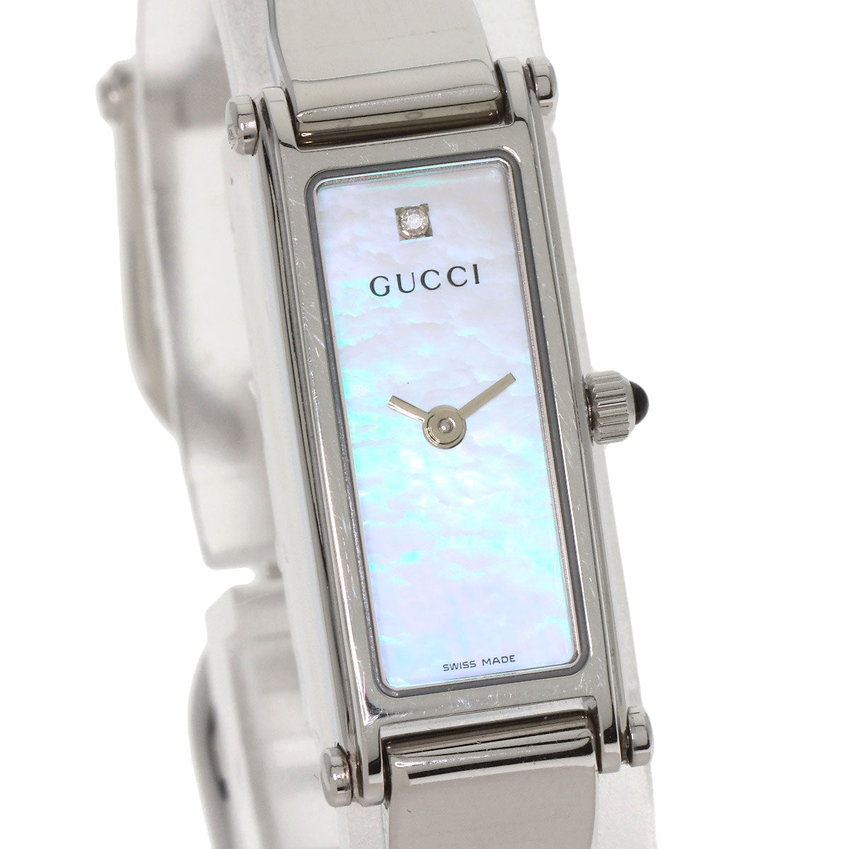 GUCCI Watches Quartz 1500L Stainless Steel , Stainless Steel Silver Square face bangle White shell dial Women