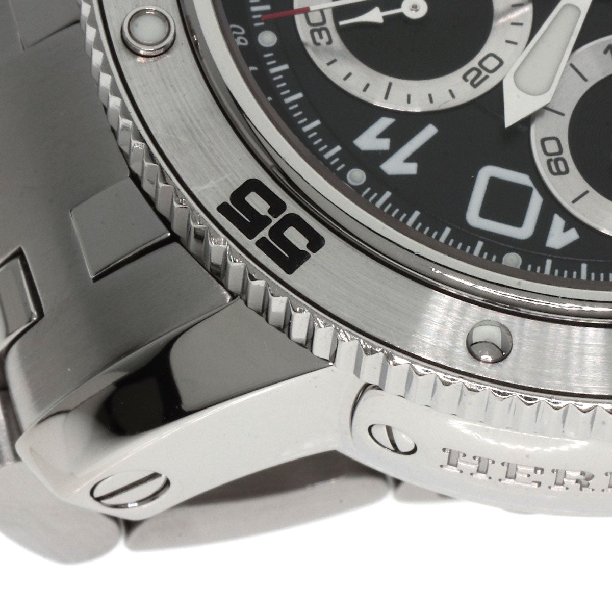 HERMES Watches Mechanical Automatic CP2.910 Stainless Steel , Stainless Steel Silver Clipper Mechanical Diver Chronograph black dial mens  d