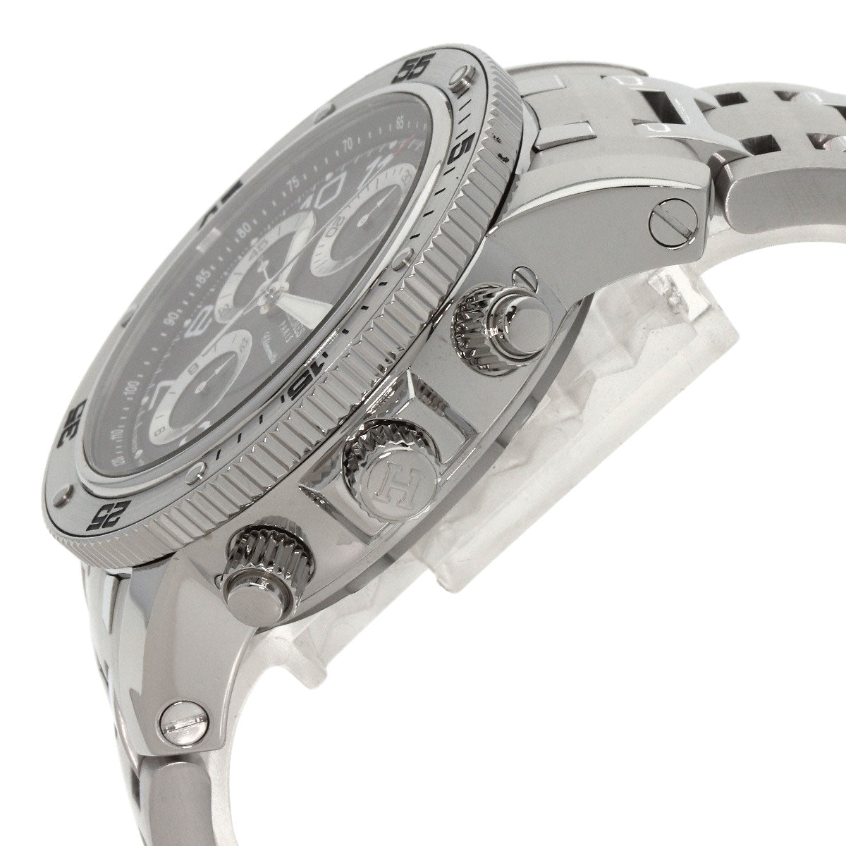HERMES Watches Mechanical Automatic CP2.910 Stainless Steel , Stainless Steel Silver Clipper Mechanical Diver Chronograph black dial mens  d