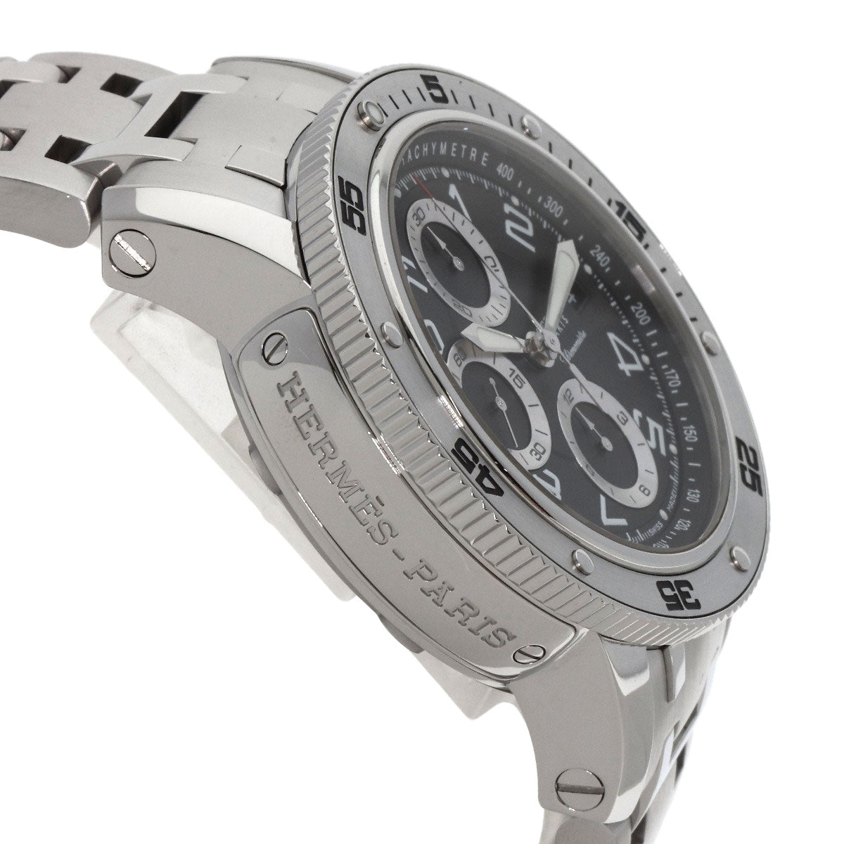 HERMES Watches Mechanical Automatic CP2.910 Stainless Steel , Stainless Steel Silver Clipper Mechanical Diver Chronograph black dial mens  d