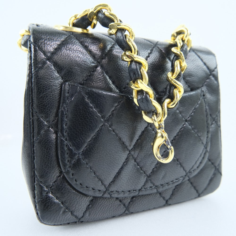 CHANEL Waist bag lambskin black Rare   Micro Matrasse Chain pochette Women