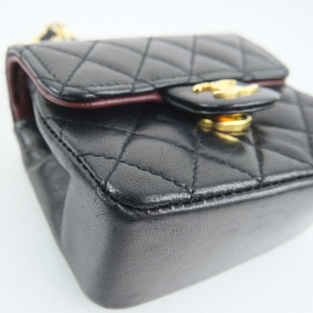 CHANEL Waist bag lambskin black Rare   Micro Matrasse Chain pochette Women