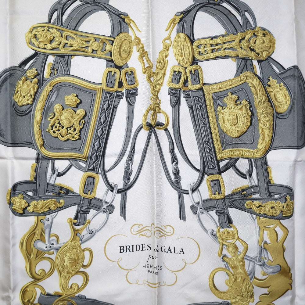 HERMES scarf silk White BRIDES de GALA Carre90 Women  d