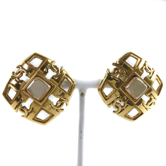 CHANEL Earring Plated Gold gold   COCO Mark Women