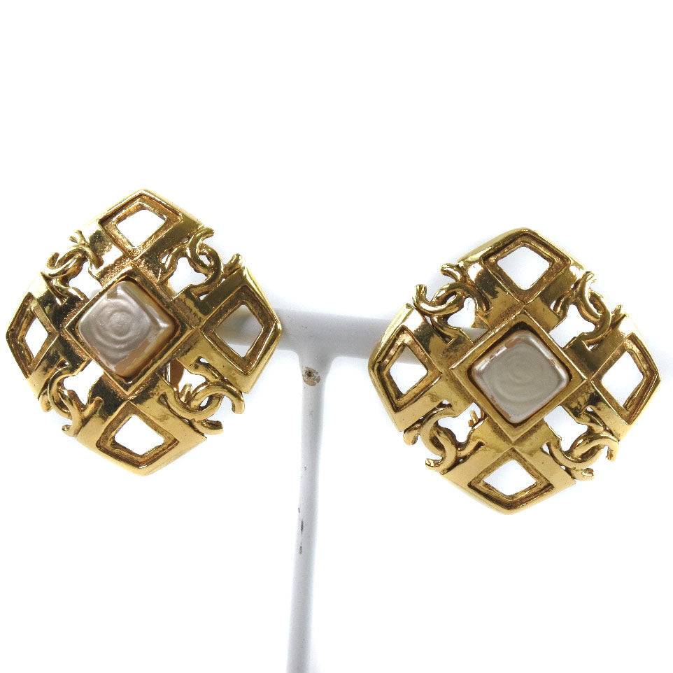 CHANEL Earring Plated Gold gold   COCO Mark Women