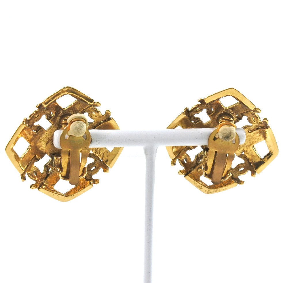 CHANEL Earring Plated Gold gold   COCO Mark Women