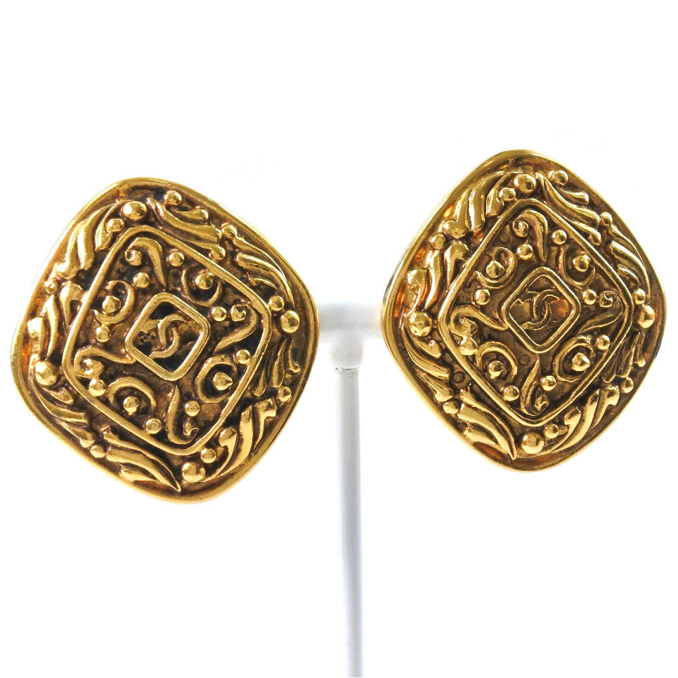 CHANEL Earring Plated Gold gold   Rhombus COCO Mark Women