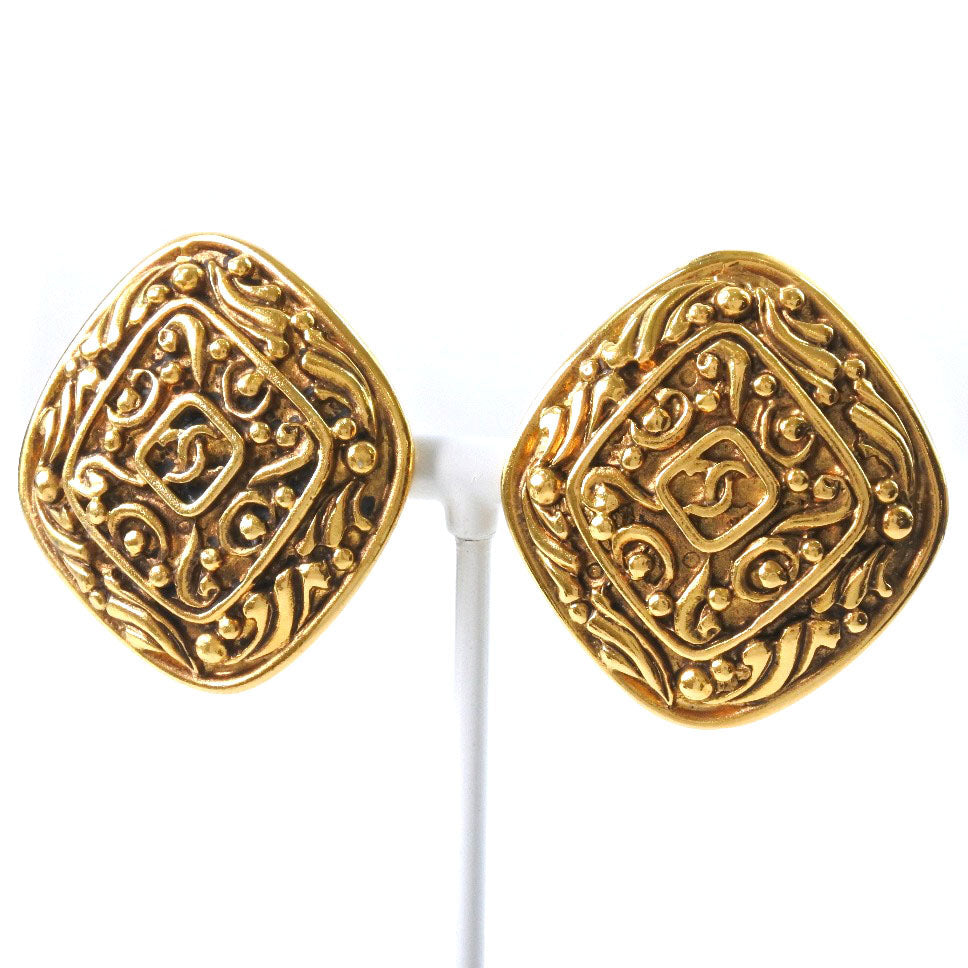CHANEL Earring Plated Gold gold   Rhombus COCO Mark Women