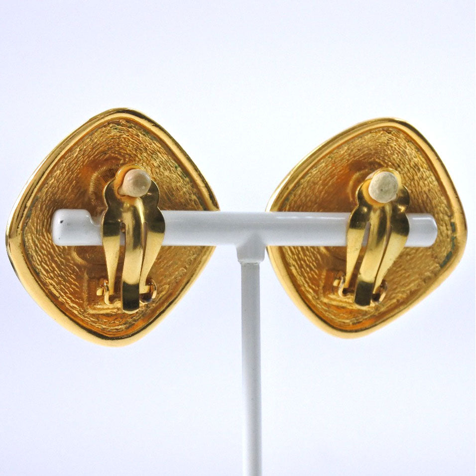 CHANEL Earring Plated Gold gold   Rhombus COCO Mark Women