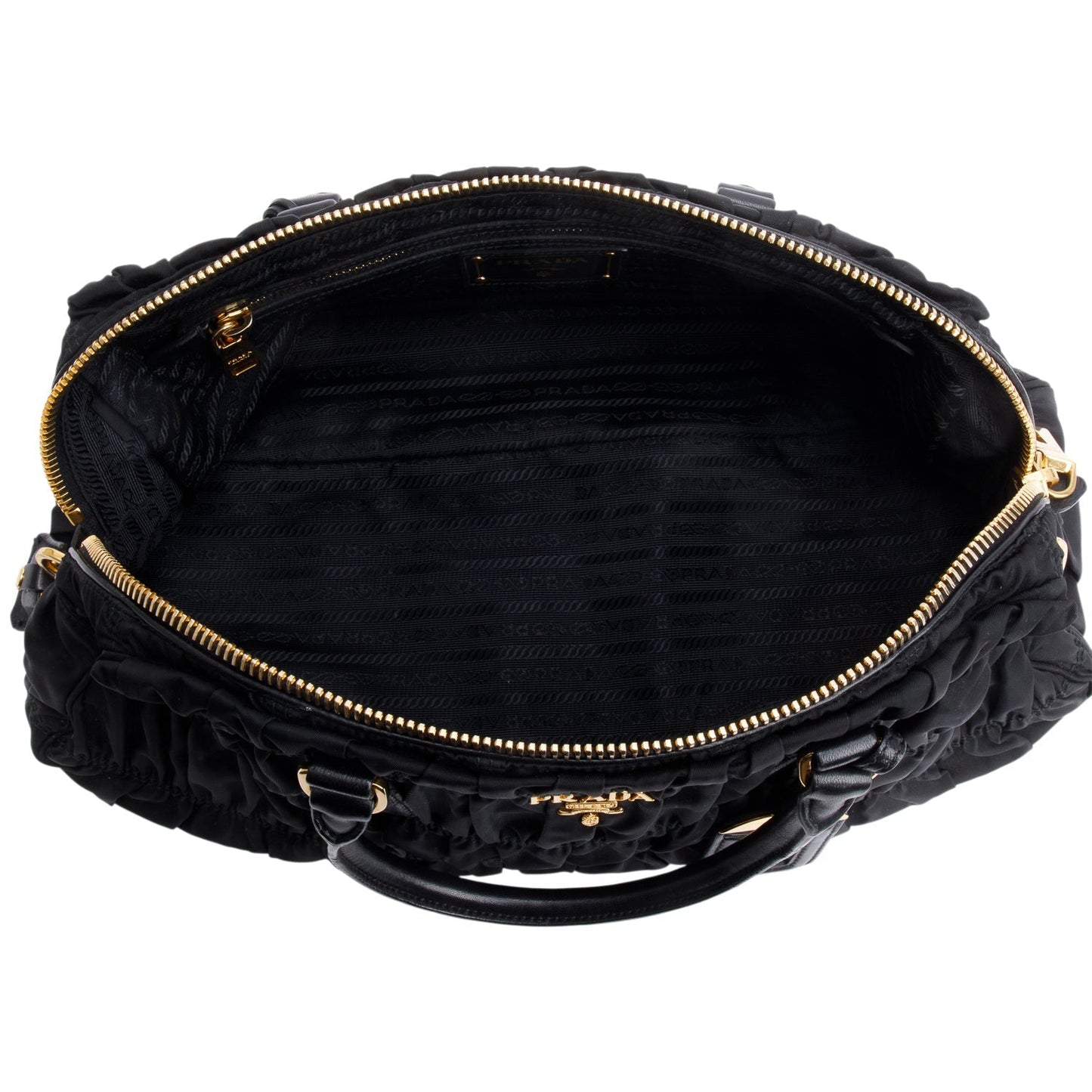 Prada Black Leather-Trimmed Tessuto Gaufre Tote