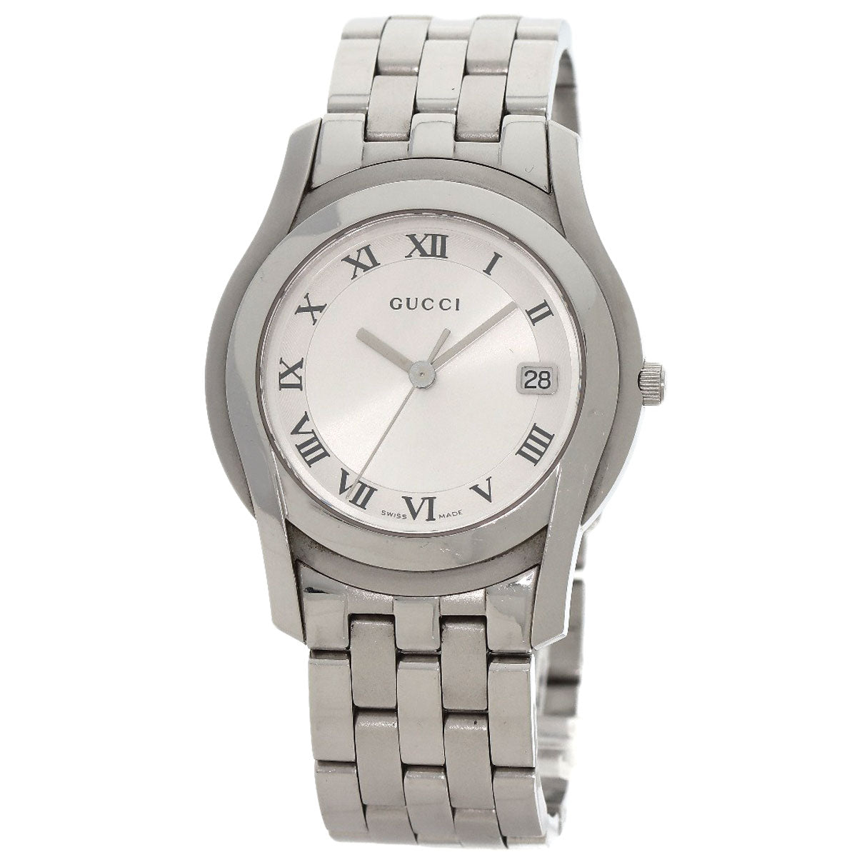 GUCCI Watches Quartz 5500M Stainless Steel , Stainless Steel Silver Round face Silver dial mens