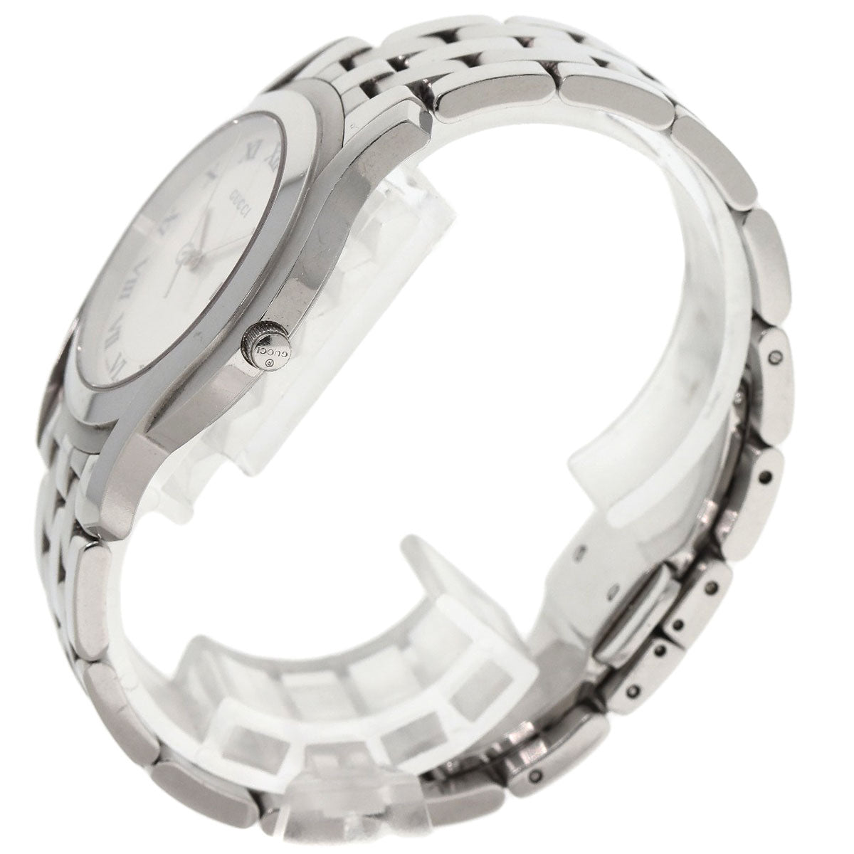 GUCCI Watches Quartz 5500M Stainless Steel , Stainless Steel Silver Round face Silver dial mens