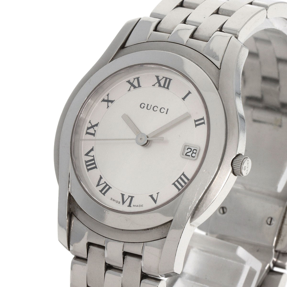 GUCCI Watches Quartz 5500M Stainless Steel , Stainless Steel Silver Round face Silver dial mens