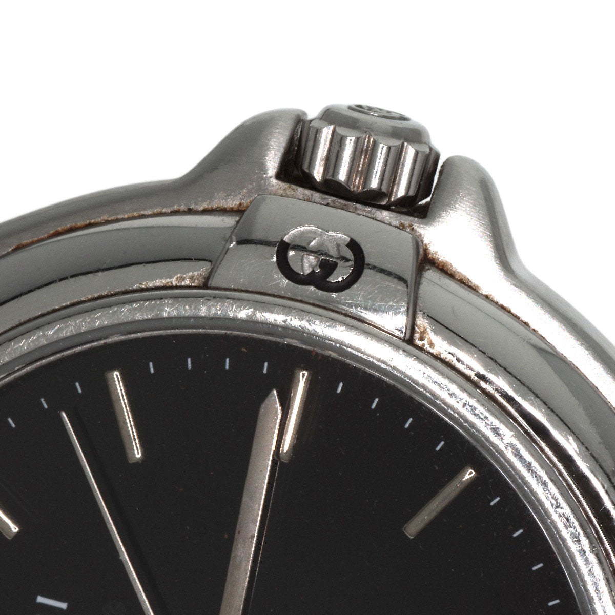 GUCCI Watches Quartz 9040M Stainless Steel , Stainless Steel Silver Double G black dial mens  d