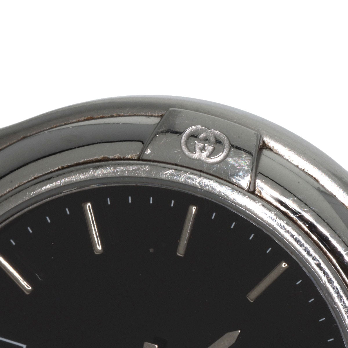 GUCCI Watches Quartz 9040M Stainless Steel , Stainless Steel Silver Double G black dial mens  d