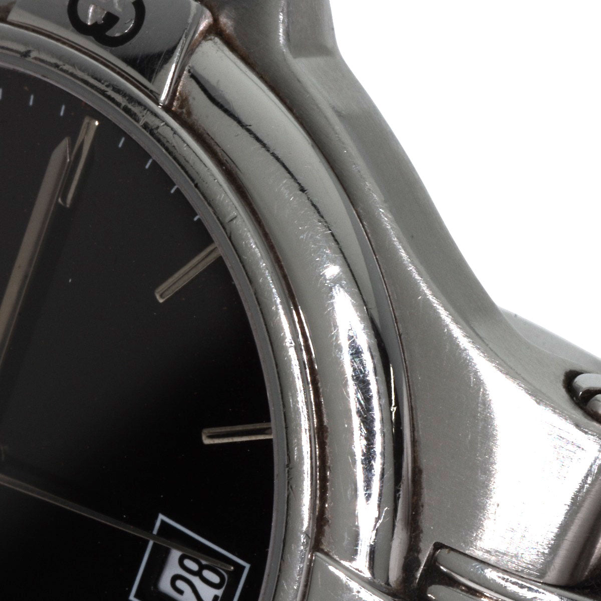 GUCCI Watches Quartz 9040M Stainless Steel , Stainless Steel Silver Double G black dial mens  d