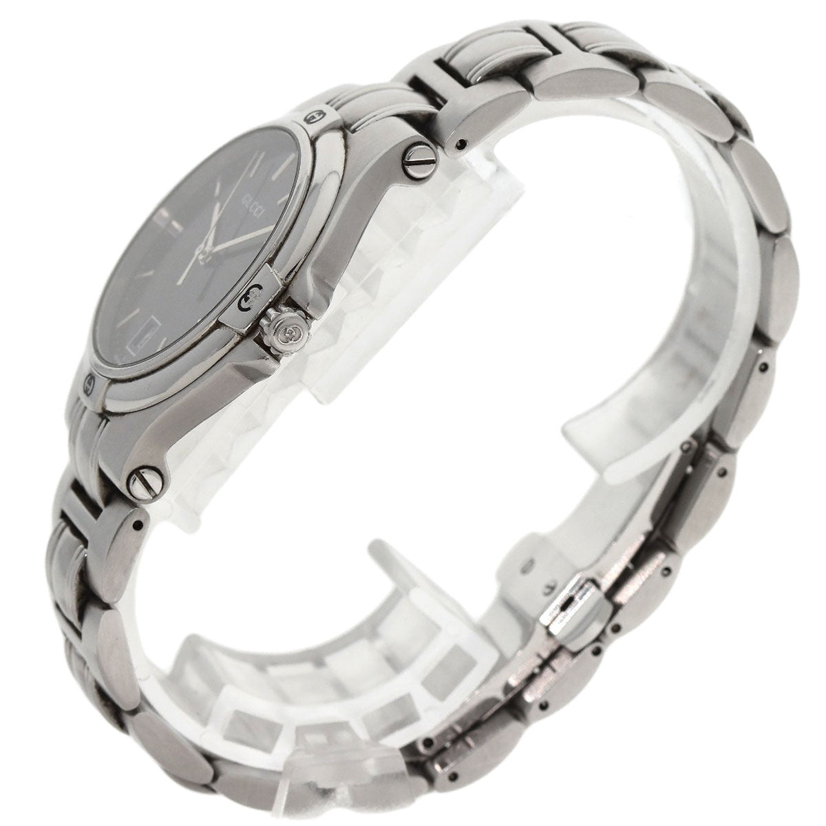 GUCCI Watches Quartz 9040M Stainless Steel , Stainless Steel Silver Double G black dial mens  d