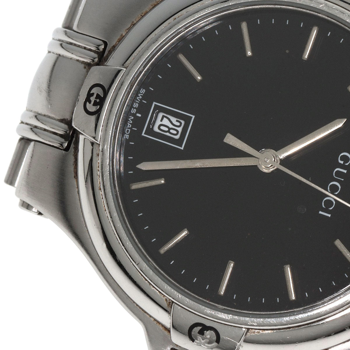 GUCCI Watches Quartz 9040M Stainless Steel , Stainless Steel Silver Double G black dial mens  d