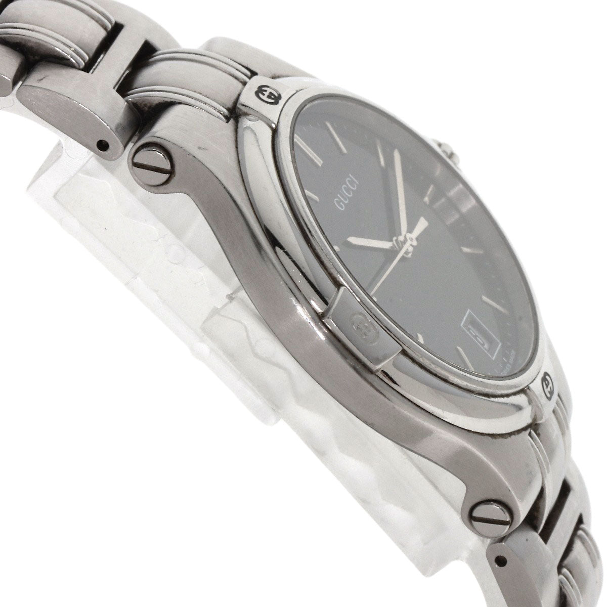 GUCCI Watches Quartz 9040M Stainless Steel , Stainless Steel Silver Double G black dial mens  d