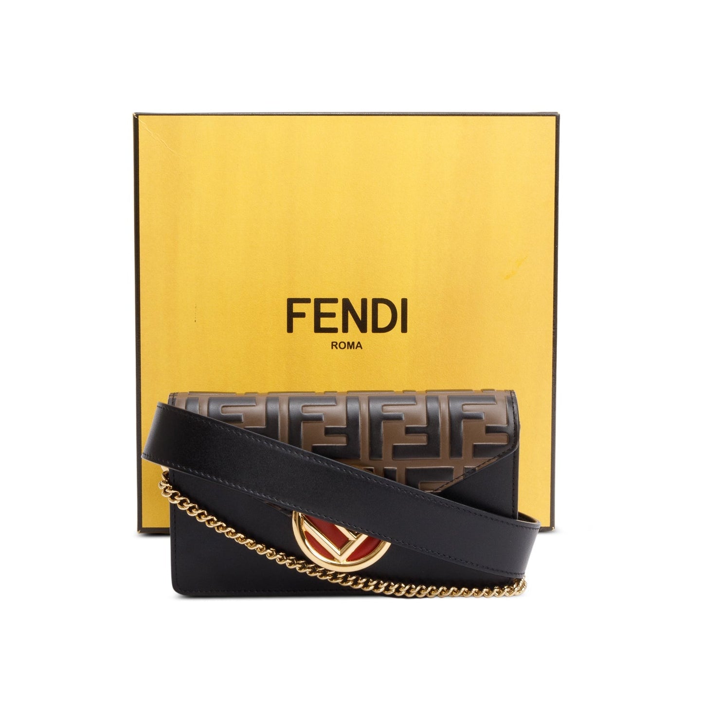 Fendi Brown/Black FF 1974 Embossed Leather F is Fendi Belt Bag