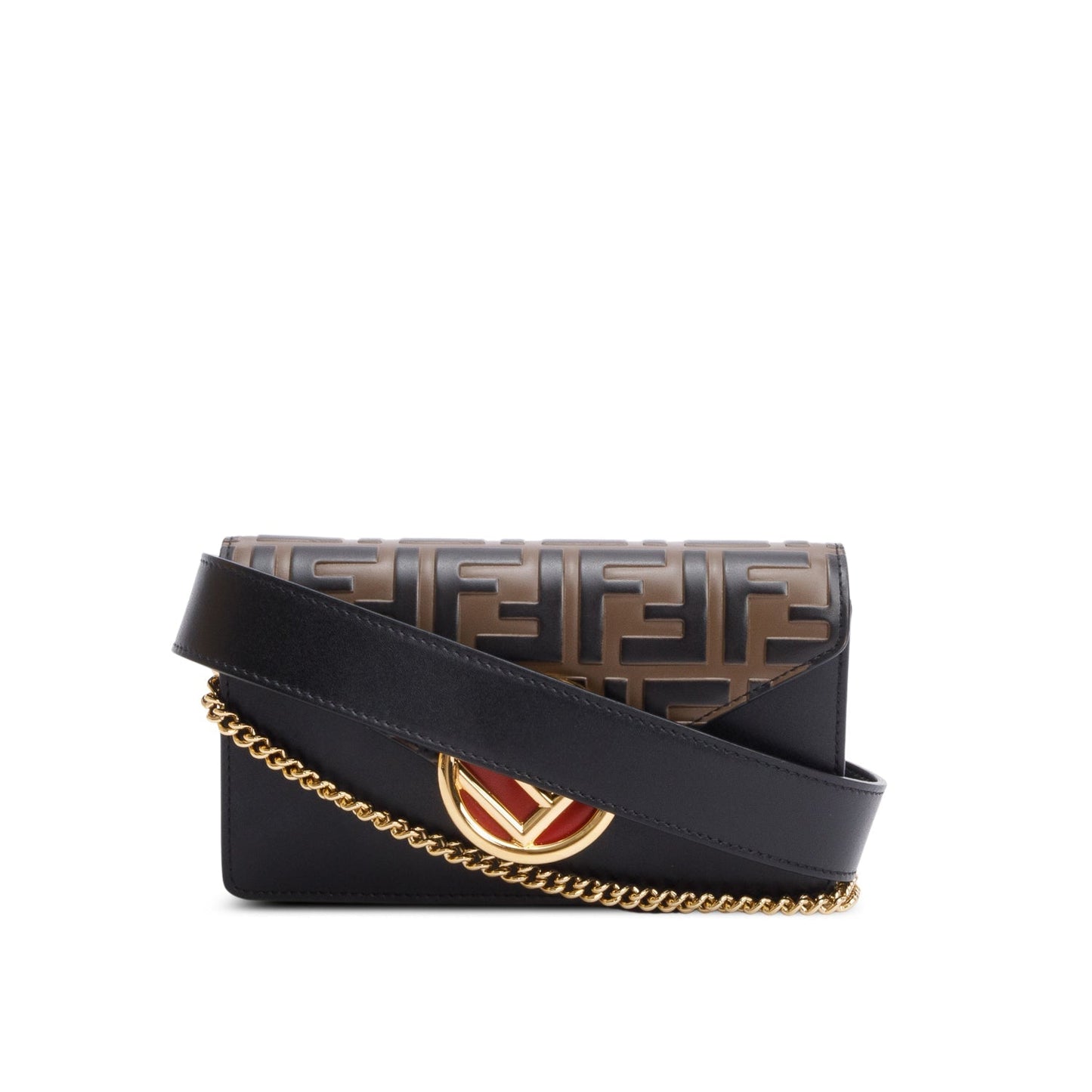 Fendi Brown/Black FF 1974 Embossed Leather F is Fendi Belt Bag