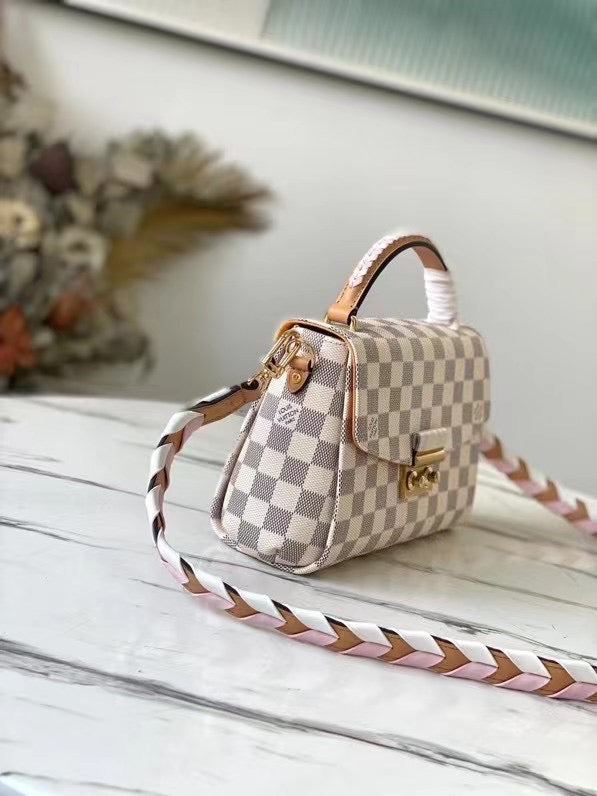 Top Quality Croisette Damier Azur Canvas Pink For Women, WoHandbag, Shoulder And Crossbody Bags 9.8in/25cm Top Quality N50053