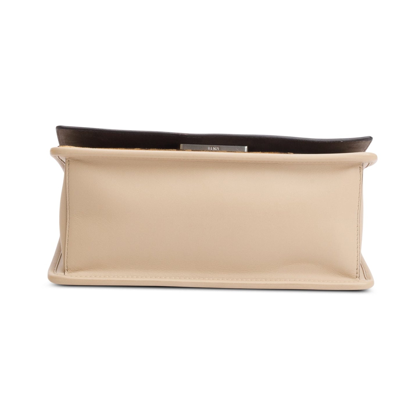 Fendi Beige Calfskin Leather FF Zucca Velvet Medium F is Fendi Kan I Shoulder Bag