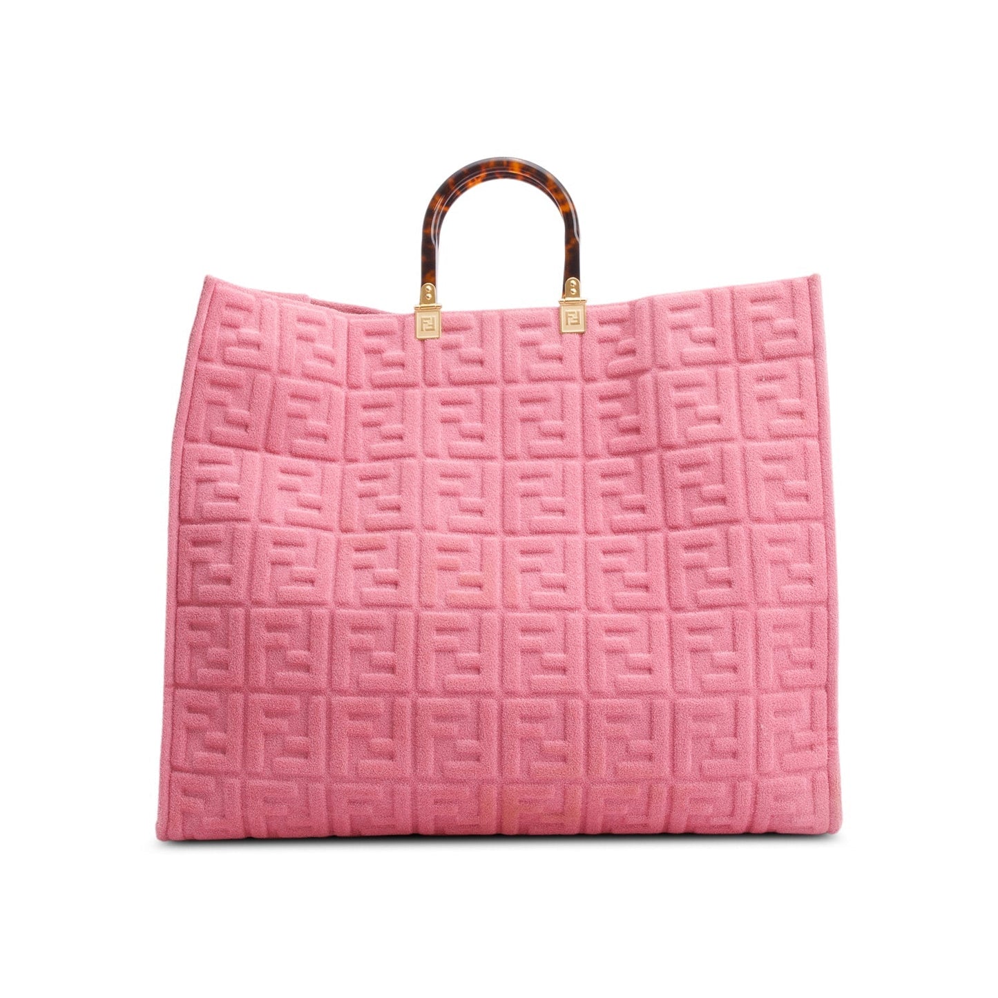 Fendi Pink XL FF Zucca Terry Cloth Sunshine Shopper Tote