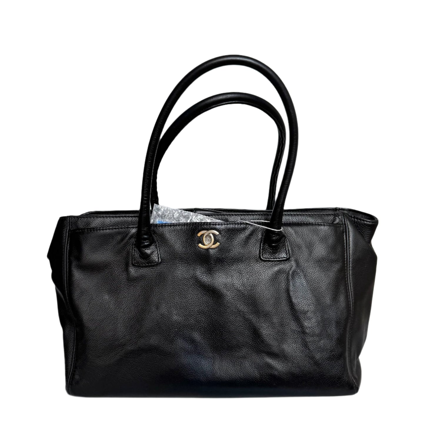 Chanel Cerf Executive Black Caviar Leather Handbag Gold Hardware
