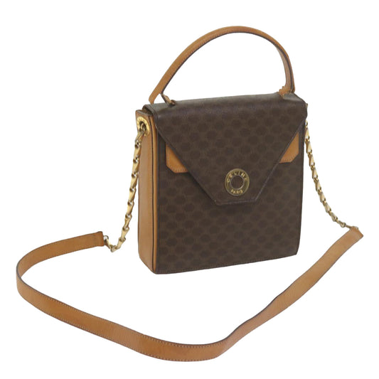 Luxury CELINE Macadam Canvas Shoulder Bag PVC Leather Brown  61554