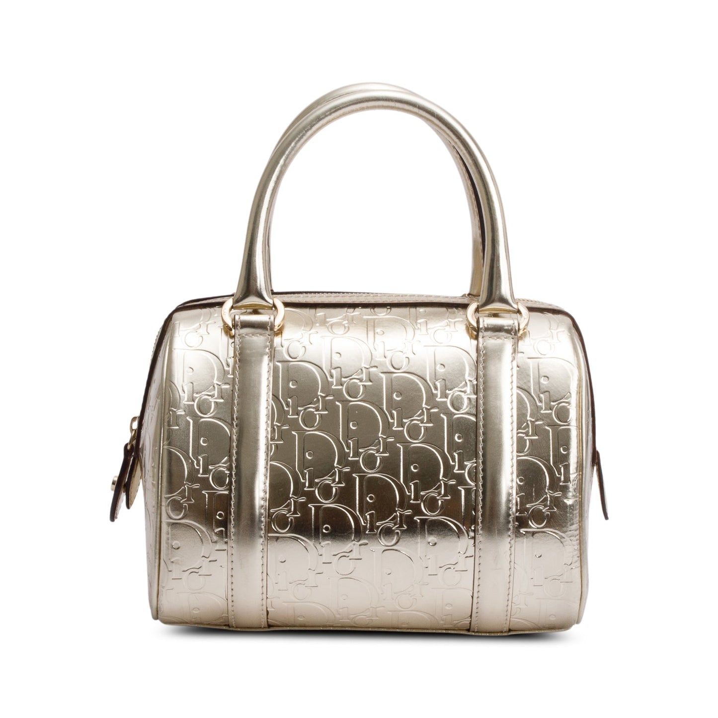 Christian Dior Metallic Gold Oblique Embossed Leather Trotter Boston Bag