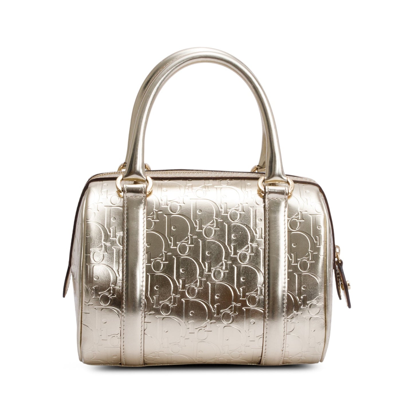 Christian Dior Metallic Gold Oblique Embossed Leather Trotter Boston Bag