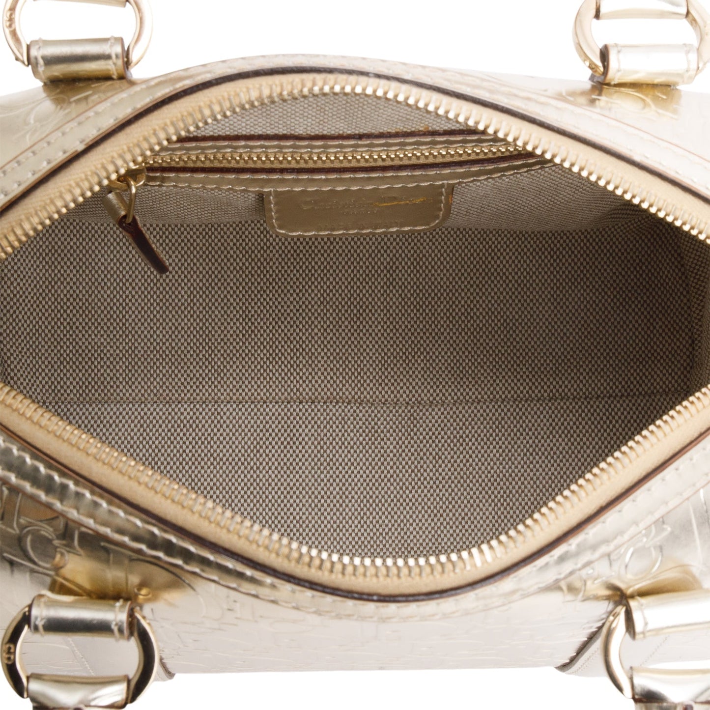 Christian Dior Metallic Gold Oblique Embossed Leather Trotter Boston Bag