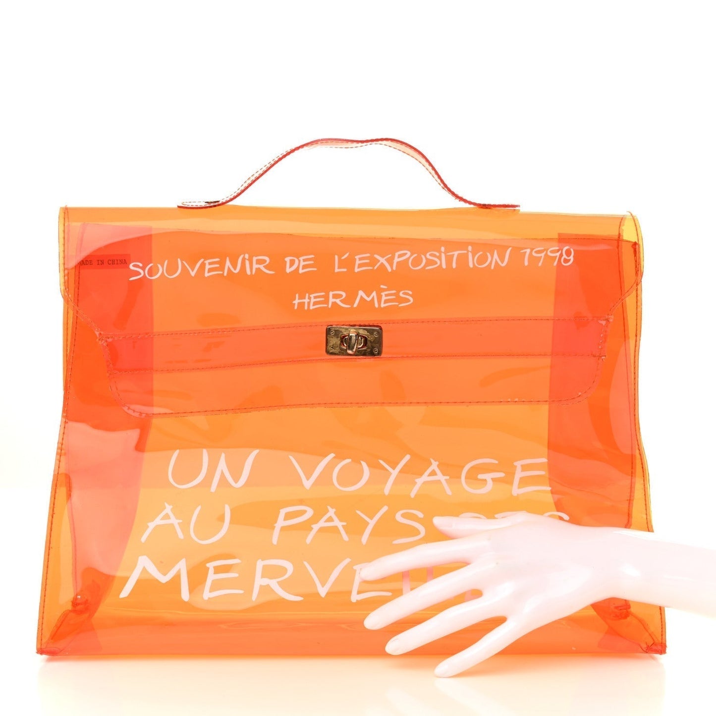 Hermes Vinyl Souvenir De L'Exposition Kelly Orange