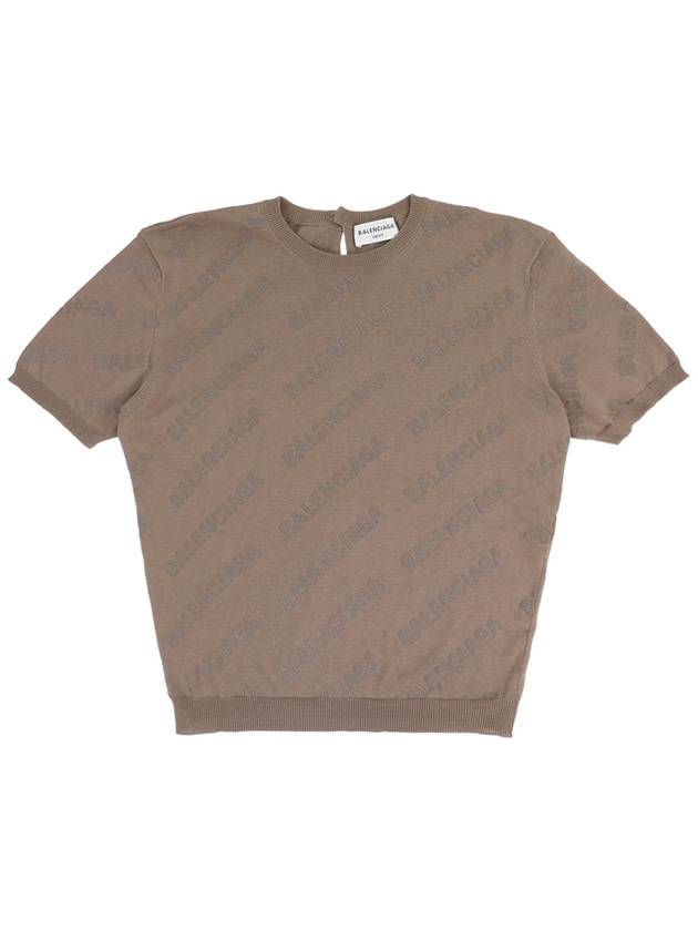 Luxury Balenciaga Trending 2025 Cotton Diagonal Logo Short Sleeve T-Shirt Brown
