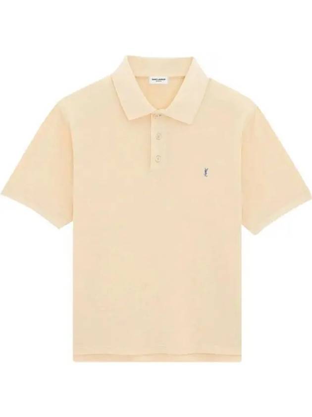 Luxury Saint Laurent Trending 2025 Men's Cassandre Cotton Polo Shirt Beige