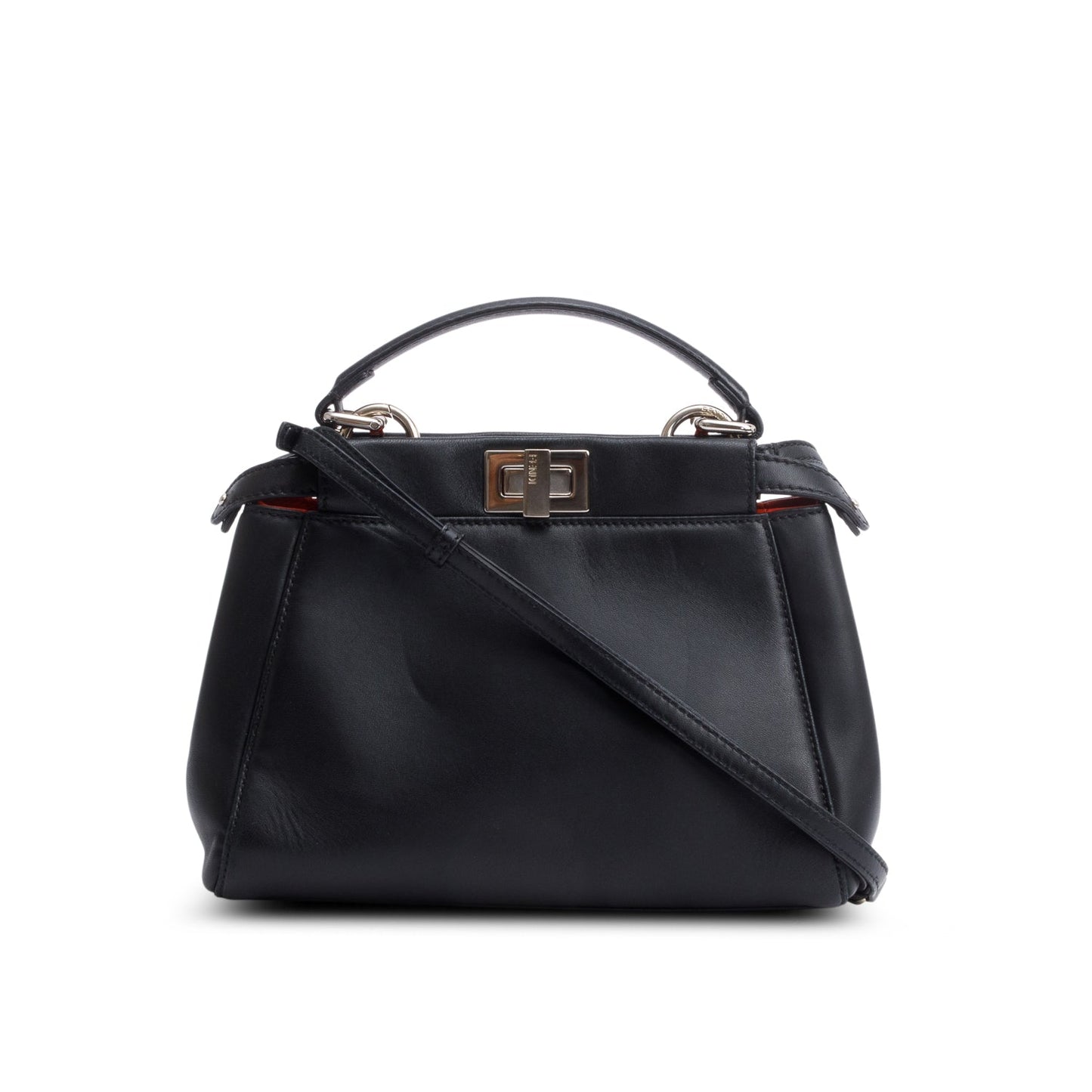 Fendi Black Calfskin Leather Mini Peekaboo Bag