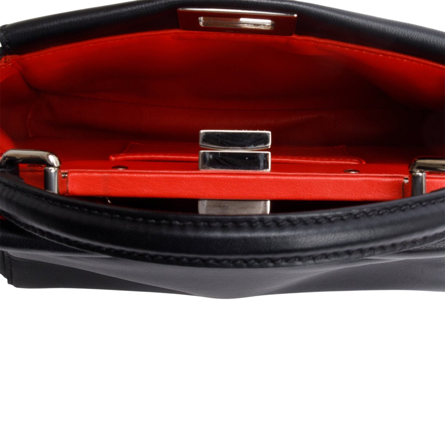 Fendi Black Calfskin Leather Mini Peekaboo Bag