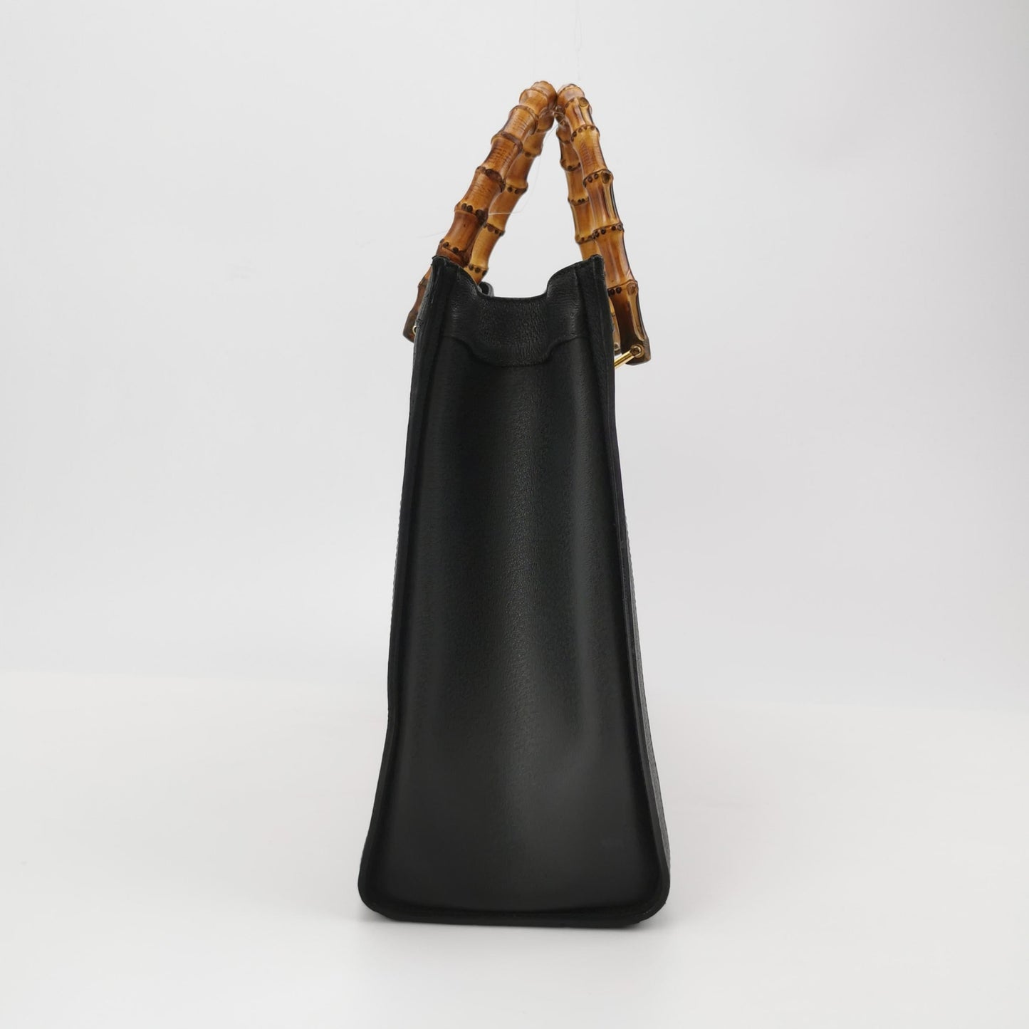 Gucci Diana   Large Black Calfskin Leather Bamboo Top Handles Tote Bag