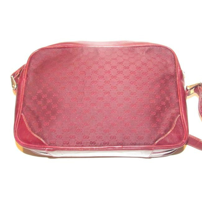 Gucci   Gg Burgundy Small G Logo Canvas And Burgundy Leather