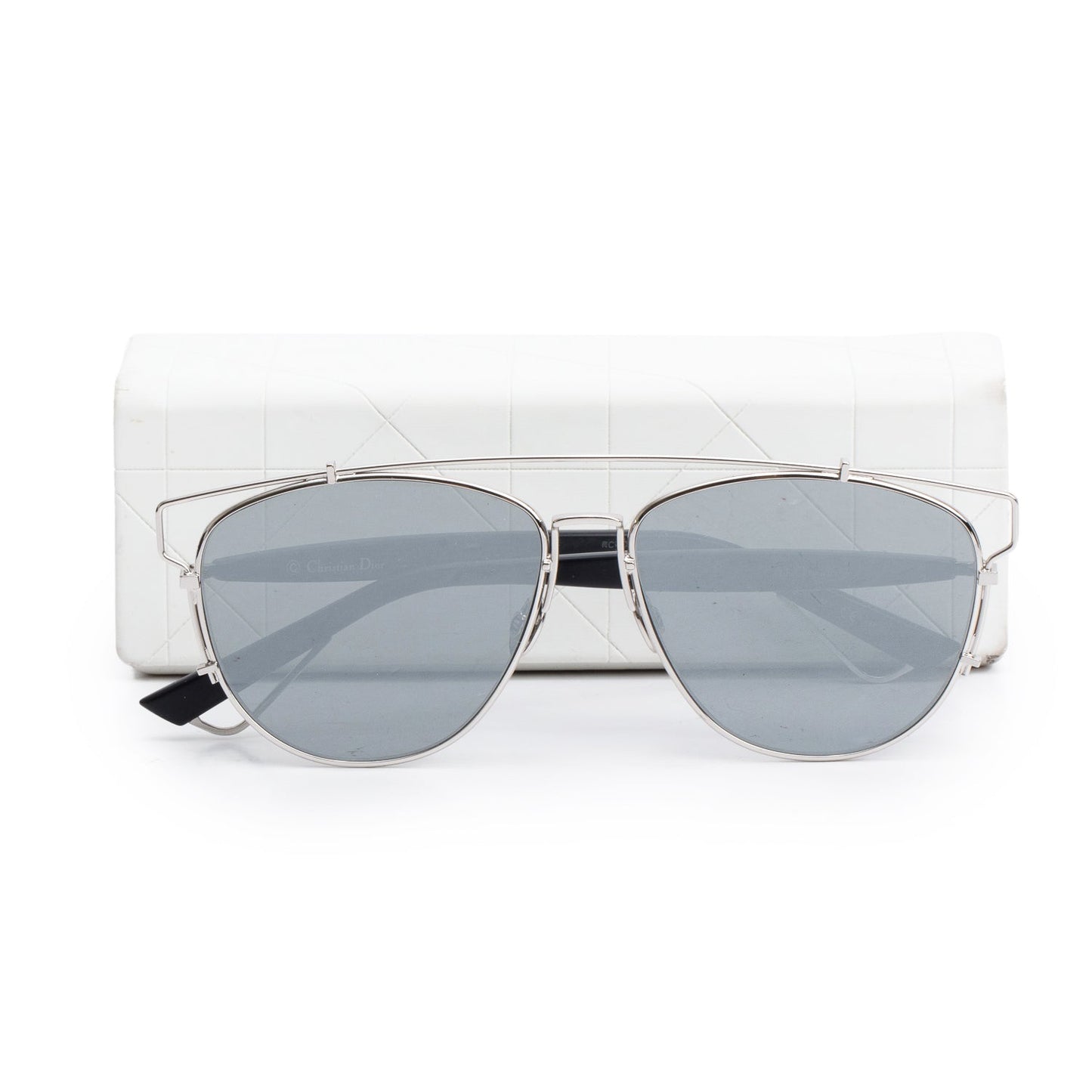 Christian Dior Silver-Tone Metal Black Acetate DiorTechnologic Mirrored Sunglasses