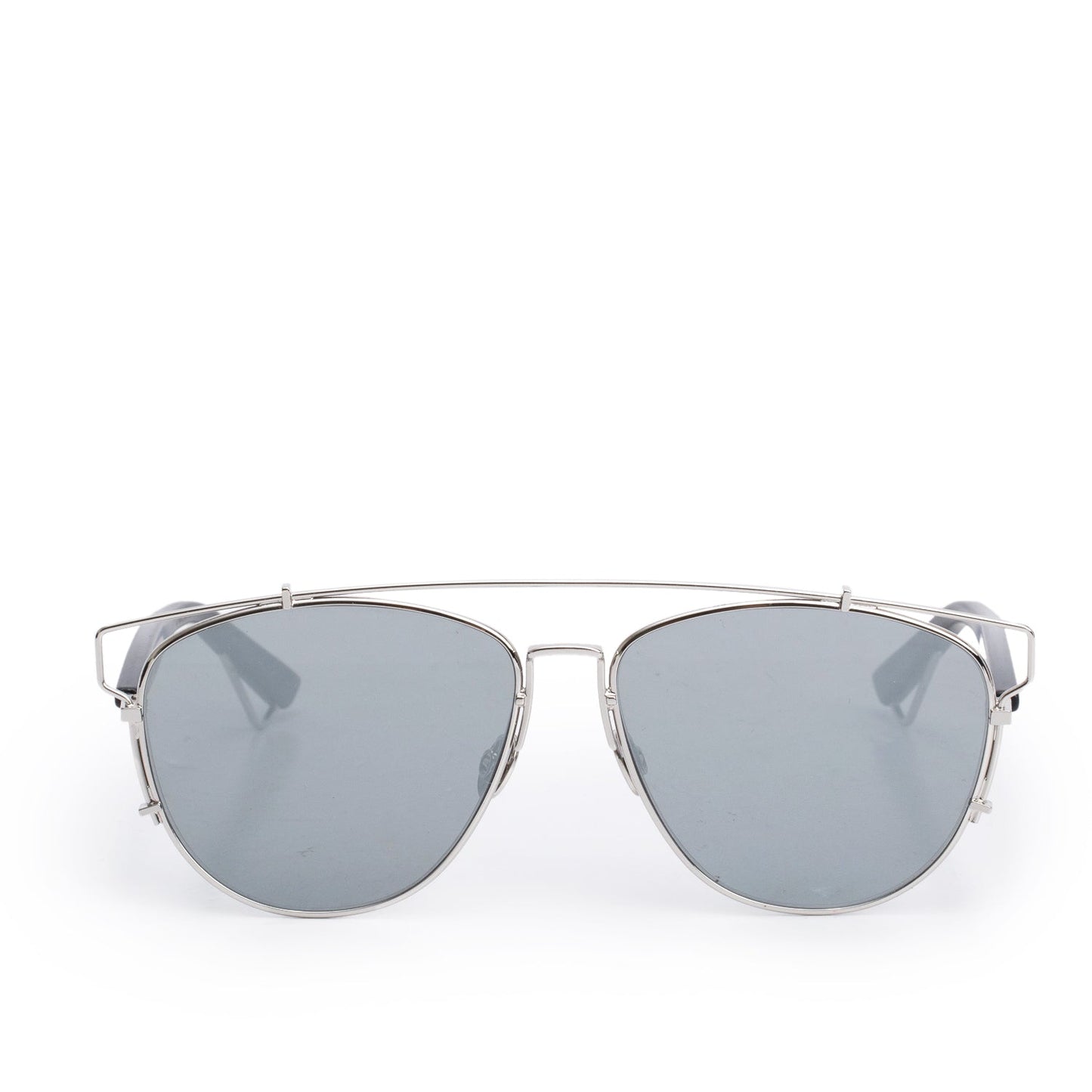 Christian Dior Silver-Tone Metal Black Acetate DiorTechnologic Mirrored Sunglasses