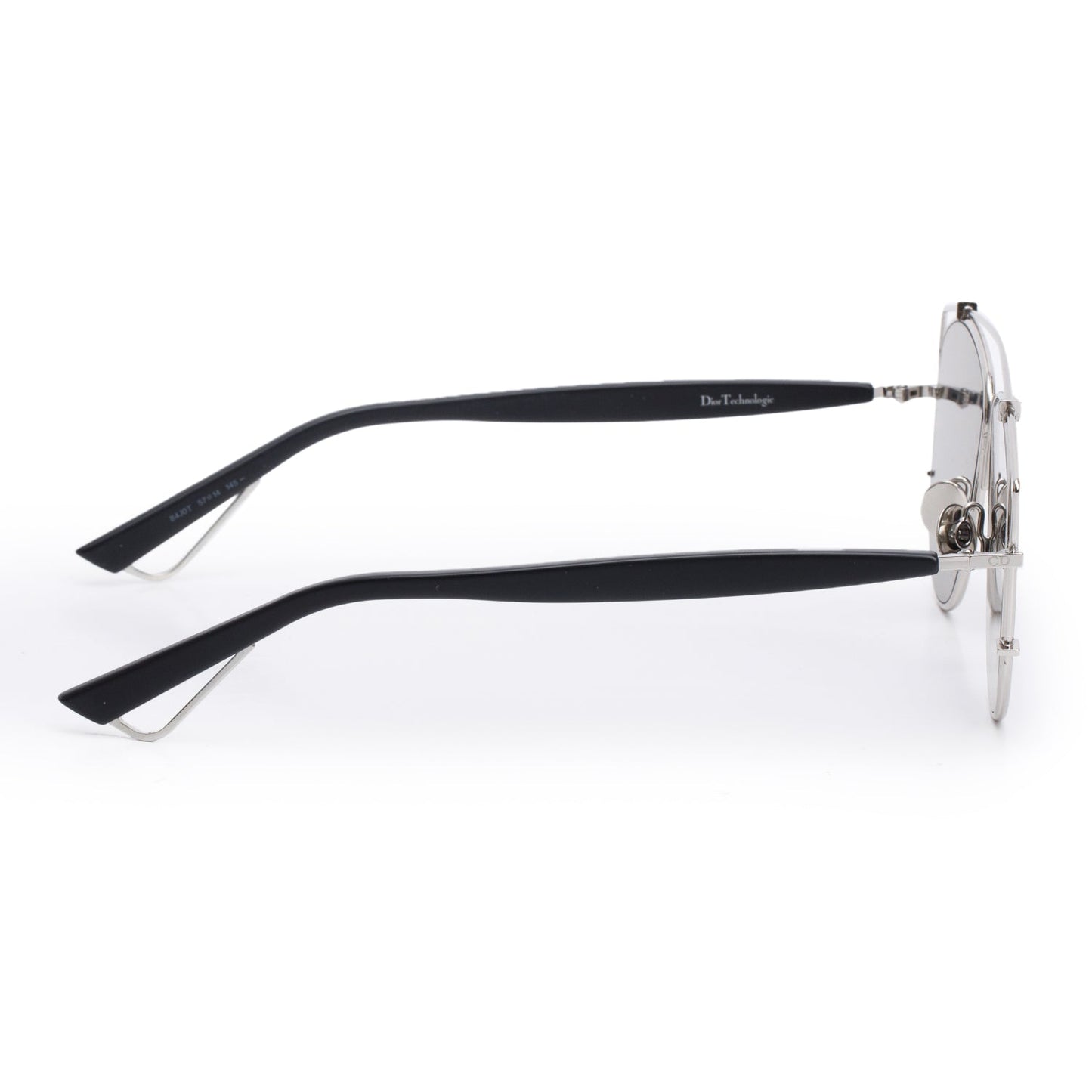 Christian Dior Silver-Tone Metal Black Acetate DiorTechnologic Mirrored Sunglasses