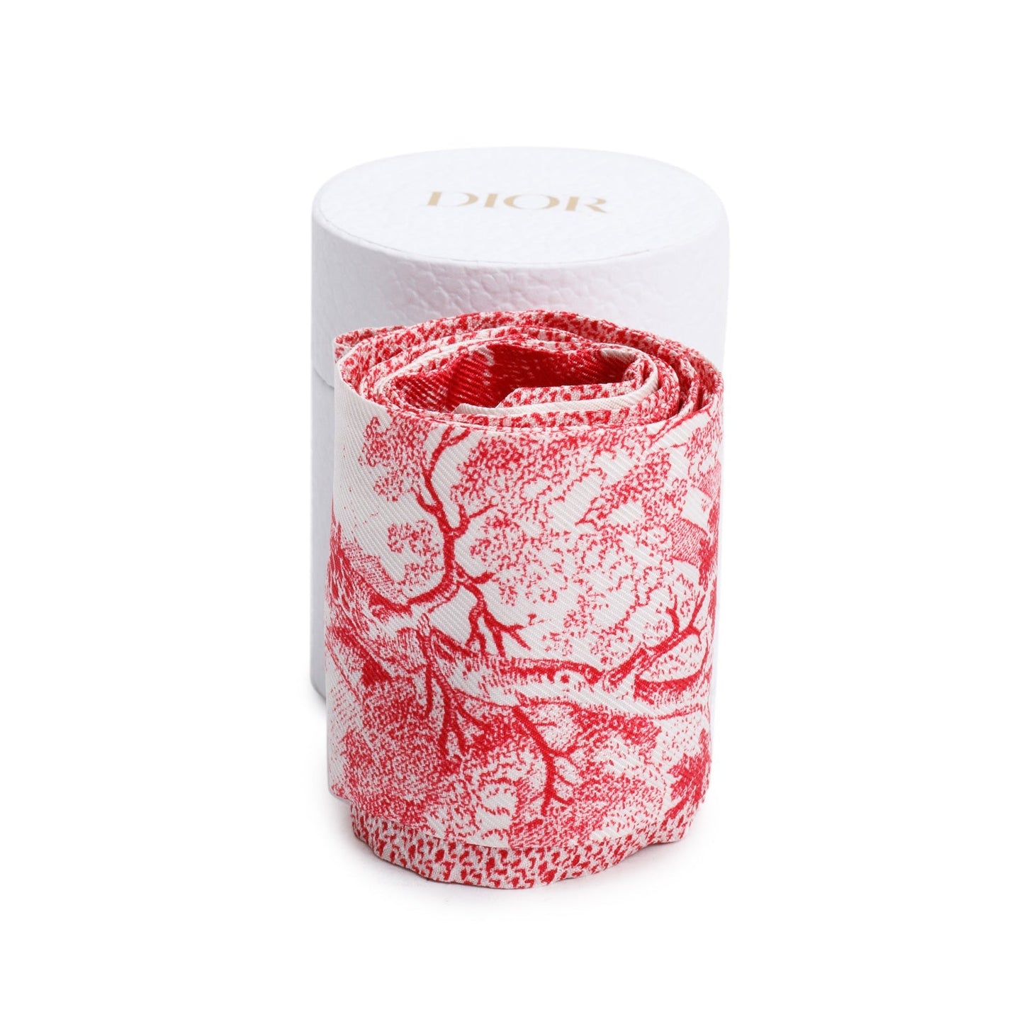 Christian Dior White and Red Toile De Jouy Sauvage Mitzah Silk Twilly