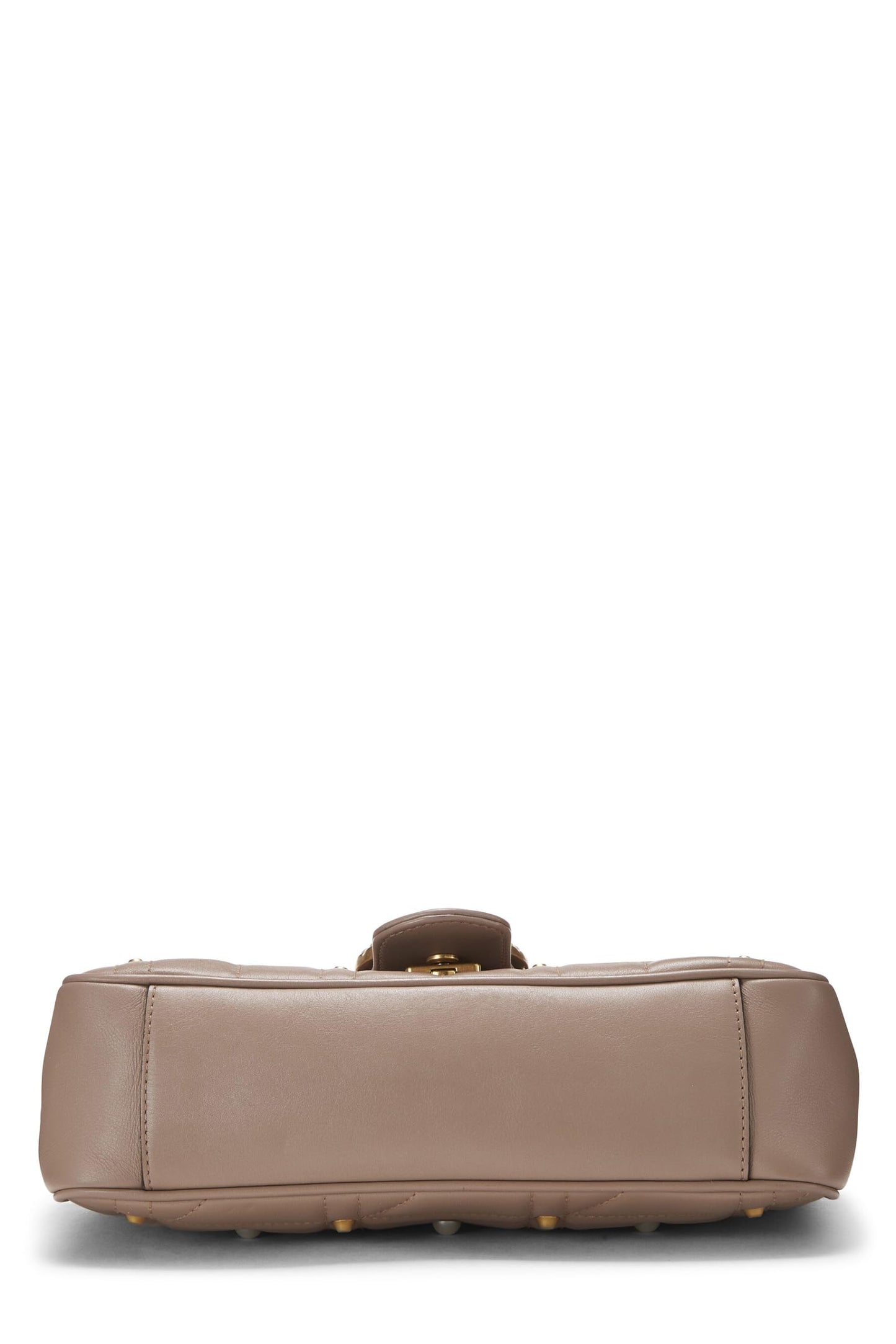 Gucci, Beige Leather & Faux Pearl GG Marmont Shoulder Bag Small, Beige